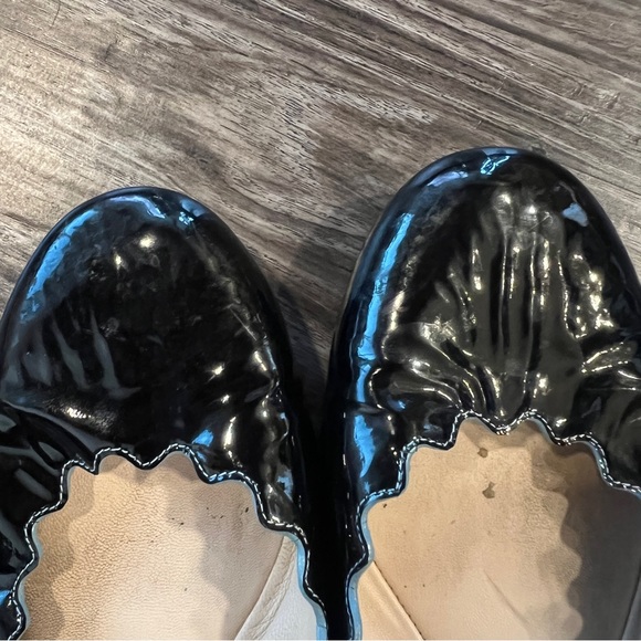 Chloe Black Crinkled Patent Leather Ballet Flats - Picture 7 of 7